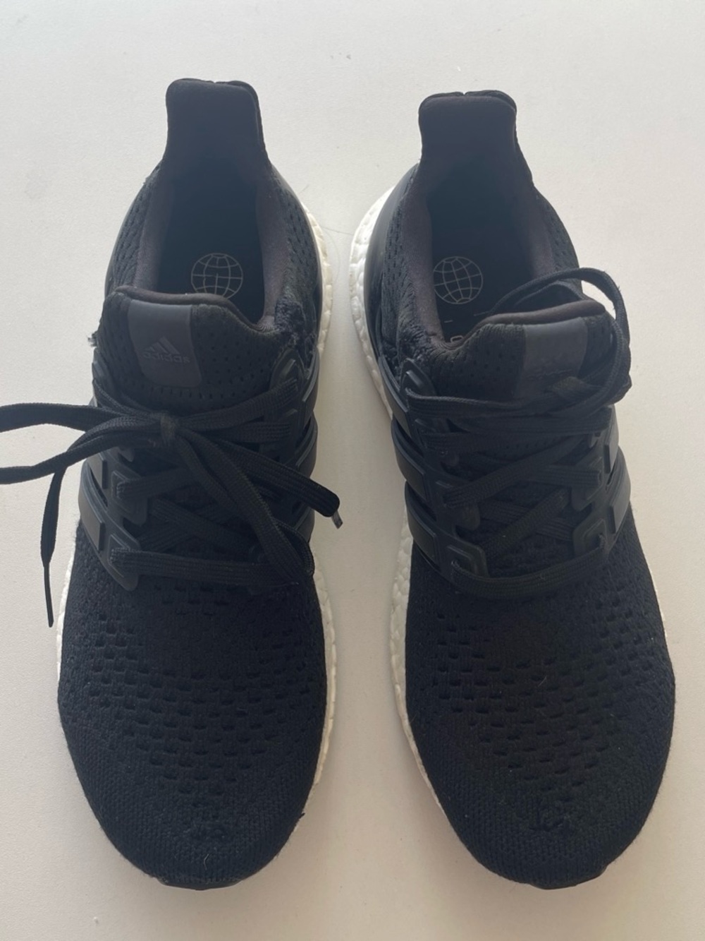 adidas Men’s Black Knit Athletic Sneakers with White Midsole